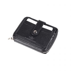 Majesty North 747 Mini Fermuarlı Deri Unisex Cüzdan Siyah