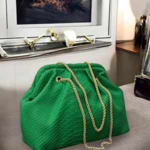 Majesty North 2015 Yeşil Yılan Desenli Zincir Detaylı Omuz Çantası