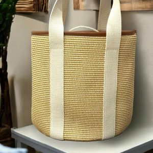 Majesty North 5277 Kadın Krem Hasır Desen Deri Detaylı Plaj Ve Omuz Çantası